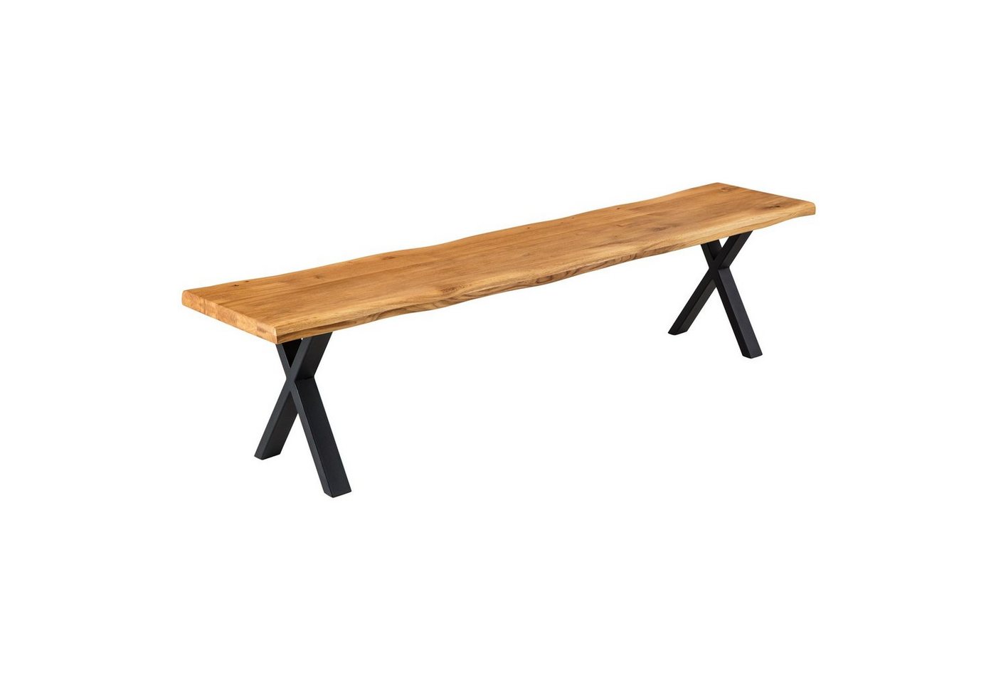 riess-ambiente Sitzbank WILD OAK 160cm natur / schwarz (Einzelartikel, 1-St), Esszimmer · Massivholz · Metall · Eiche · Küche · Flur · Industrial von riess-ambiente