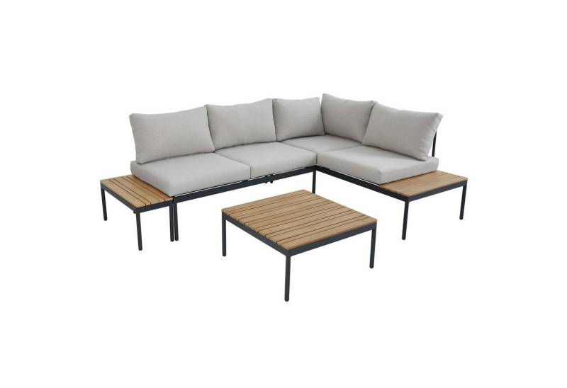 riess-ambiente Sitzgruppe MOBILE MODULAR anthrazit hellgrau - inkl. Tisch & Kissen, wetterfest, (Einzelartikel, 1-tlg), frei stellbare Outdoor Lounge - ideal für Garten, Balkon & Terrasse von riess-ambiente