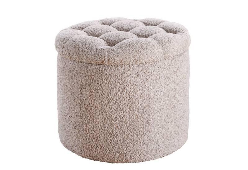 riess-ambiente Sitzhocker MODERN BAROCK 50cm champagner · Aufbewahrungskorb mit Bouclé-Bezug (Einzelartikel, 1 St), zylinderförmig · rund · abnehmbarer Deckel · mit Stauraum · Wohnzimmer von riess-ambiente