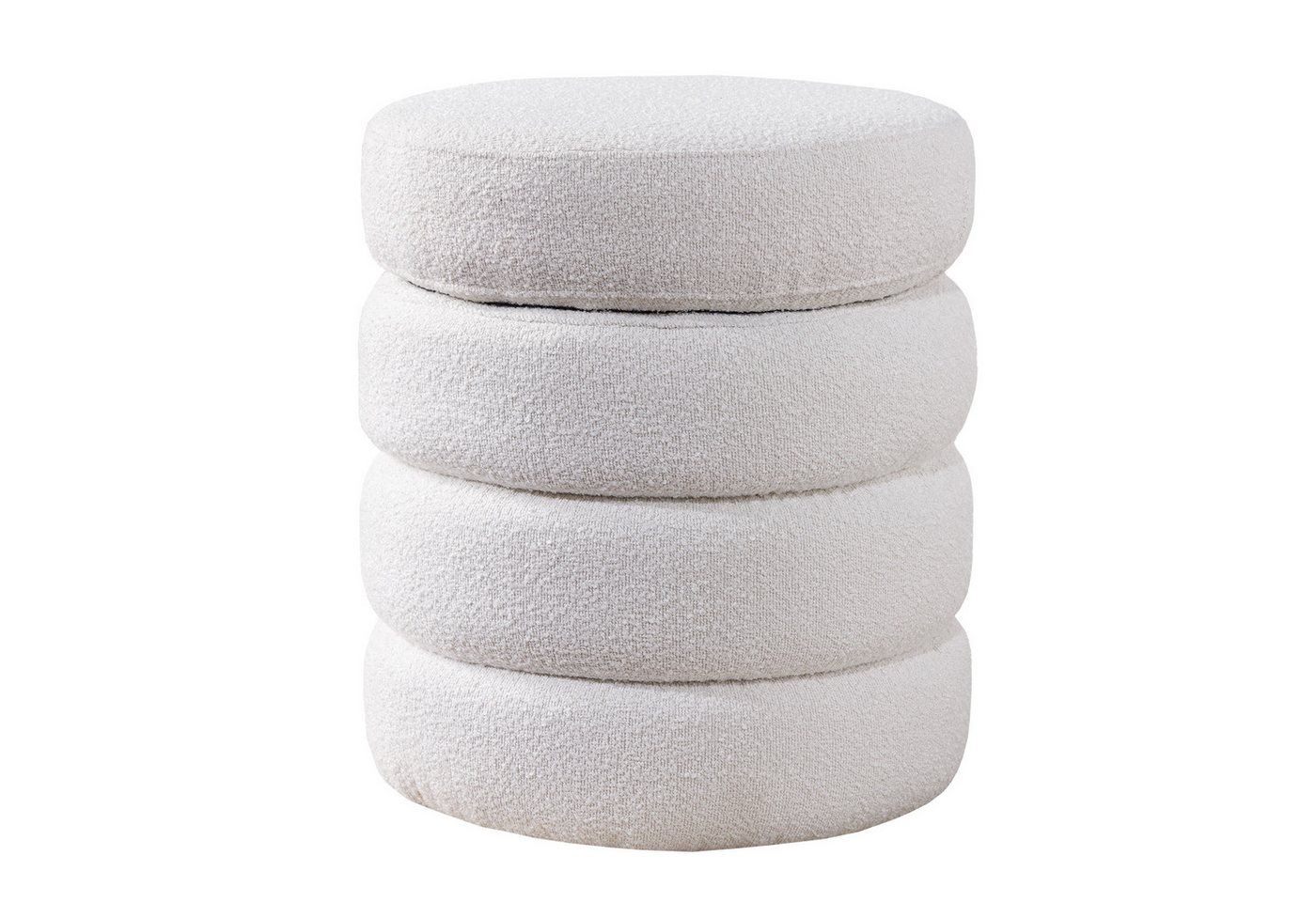 riess-ambiente Sitzhocker VOGUE Ø50cm creme weiß (Einzelartikel, 1 St), Wohnzimmer · Bouclé · rund · mit Stauraum · Scandinavian Design von riess-ambiente