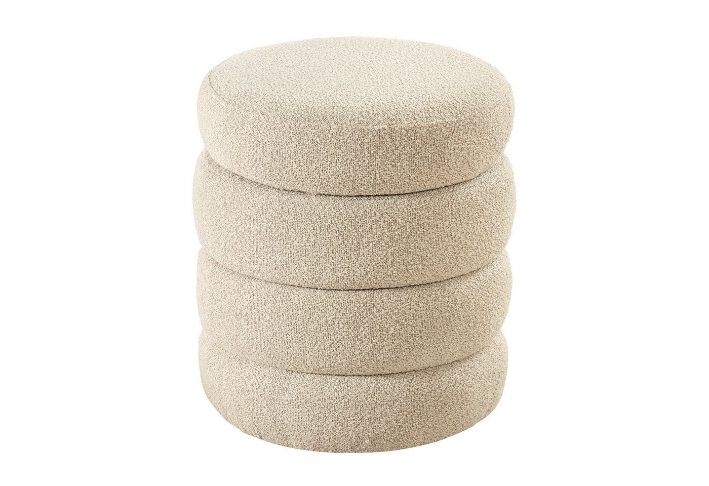 riess-ambiente Sitzhocker VOGUE Ø50cm taupe - gepolstert, mit Innenfach, fertig montiert (Einzelartikel, 1 St), Wohnzimmer · Bouclé · rund · mit Stauraum · Scandinavian Design von riess-ambiente
