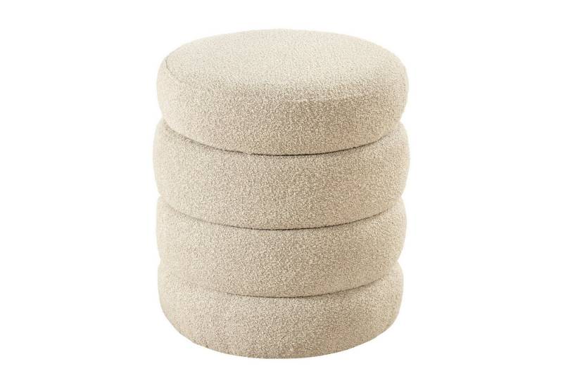 riess-ambiente Sitzhocker VOGUE Ø50cm taupe - gepolstert, mit Innenfach, fertig montiert (Einzelartikel, 1 St), Wohnzimmer · Bouclé · rund · mit Stauraum · Scandinavian Design von riess-ambiente