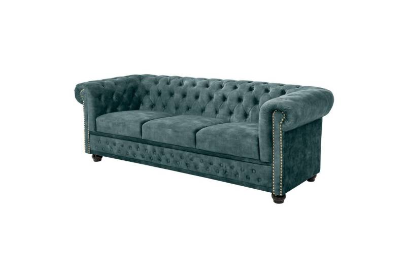 riess-ambiente Sofa CHESTERFIELD 205cm petrol, Einzelartikel 1 Teile, Wohnzimmer · Sofa · Samt · 3-Sitzer · Federkern von riess-ambiente