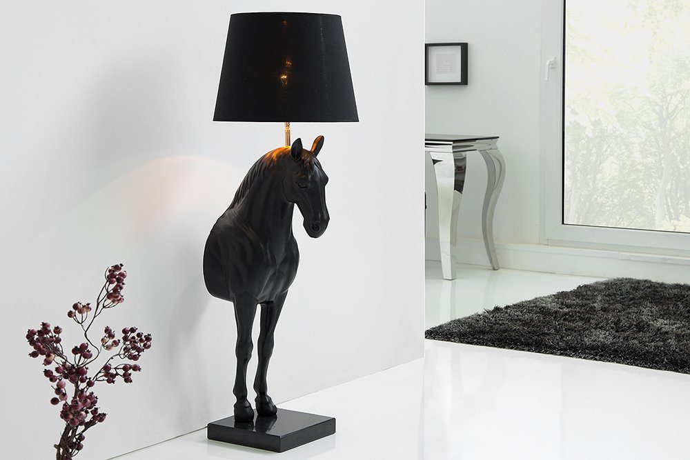 riess-ambiente Stehlampe BLACK BEAUTY 130cm schwarz, Ein-/Ausschalter, ohne Leuchtmittel, Wohnzimmer · Pferdefigur · Marmor-Fuß von riess-ambiente