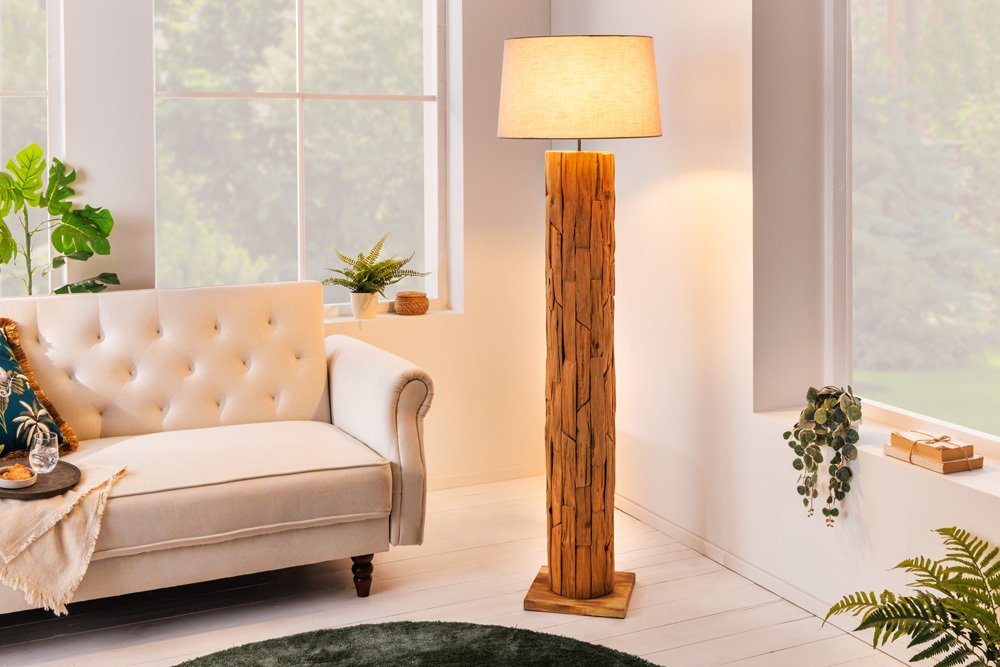 riess-ambiente Stehlampe ROOTS 160cm grau, ohne Leuchtmittel, Wohnzimmer · Massivholz · Leinen · Handarbeit · Maritim von riess-ambiente