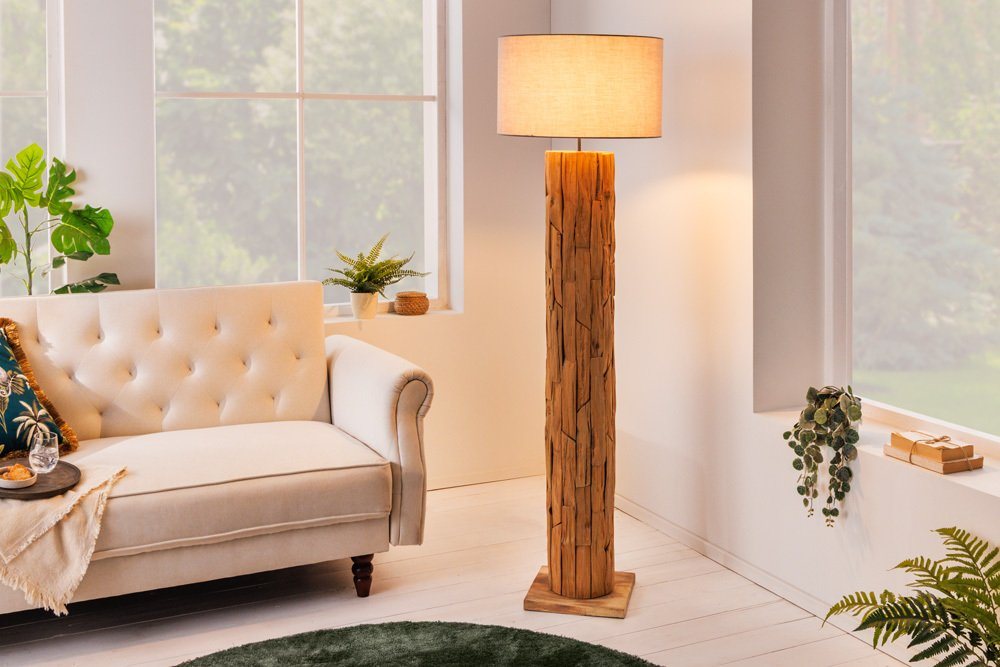 riess-ambiente Stehlampe ROOTS 180cm grau, ohne Leuchtmittel, Wohnzimmer · Massivholz · Leinen · Handarbeit · Maritim von riess-ambiente