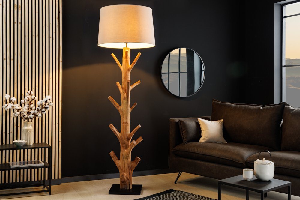 riess-ambiente Stehlampe TREE NATURE 180cm beige / natur / schwarz, Ein-/Ausschalter, ohne Leuchtmittel, Wohnzimmer · Massivholz · Stoff · Schlafzimmer · Landhausstil von riess-ambiente