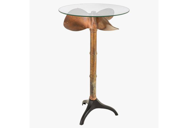 riess-ambiente Stehtisch OCEAN 105cm transparent / kupfer geflammt / schwarz · Bartisch rund (Einzelartikel, 1-St), Glasplatte · Metall-Fuß in Schiffsschrauben-Design · maritim von riess-ambiente