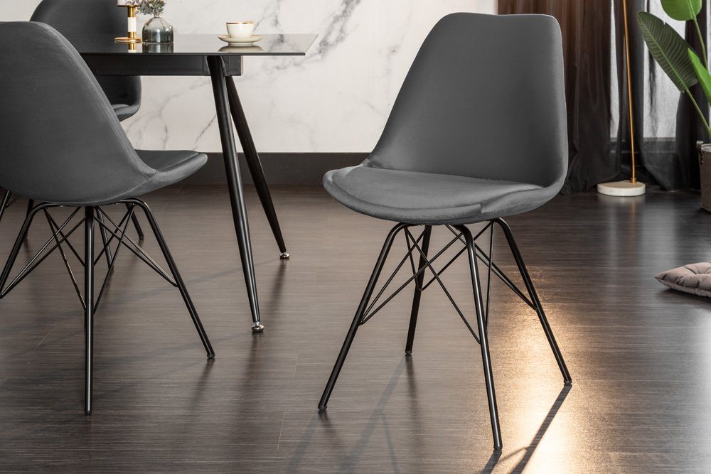 riess-ambiente Stuhl SCANDINAVIA MEISTERSTÜCK grau / schwarz (Einzelartikel, 1 St), Esszimmer · Samt · Metall · Modern Design von riess-ambiente