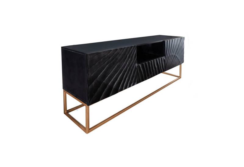 riess-ambiente TV-Board SCORPION 160cm schwarz, Massivholz · Lowboard · Metall · Wohnzimmer · 3D Schnitzereien von riess-ambiente