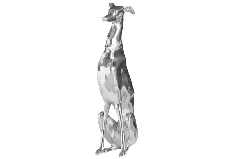 riess-ambiente Tierfigur GREYHOUND 70cm silber · Skulptur im Windhund-Design · Dekoration, große Hunde-Statue · Aluminium-Metall · Dog-Accessoire fürs Wohnzimmer von riess-ambiente