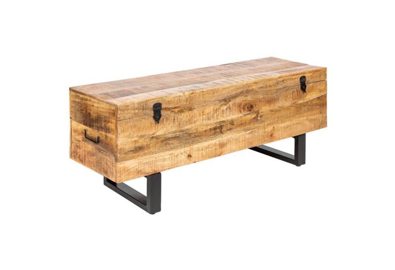 riess-ambiente Truhenbank FACTORY LOFT 115cm natur / schwarz, Sitzbank · Massivholz · Metall-Gestell · mit Fach · Mangoholz von riess-ambiente