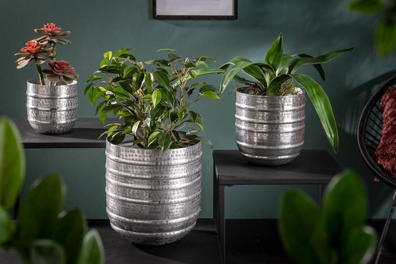 riess-ambiente Übertopf ORIENT silber (Set, 3 St), Vase · für Pflanzen · Metall · Handarbeit · Dekoration von riess-ambiente