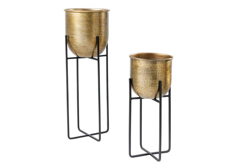 riess-ambiente Übertopf UNIT 70/50cm gold / schwarz (Set, 2 St), Wohnzimmer · Vase · für Pflanzen · Metall · mit Gestell · Handarbeit von riess-ambiente