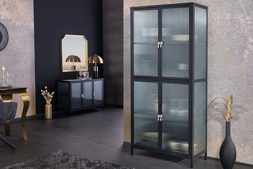 riess-ambiente Vitrine AMSTERDAM 180cm schwarz / gold (Einzelartikel, 1-St) Wohnzimmer · Metall · Glas · Stauraum · Küche · Modern Design von riess-ambiente