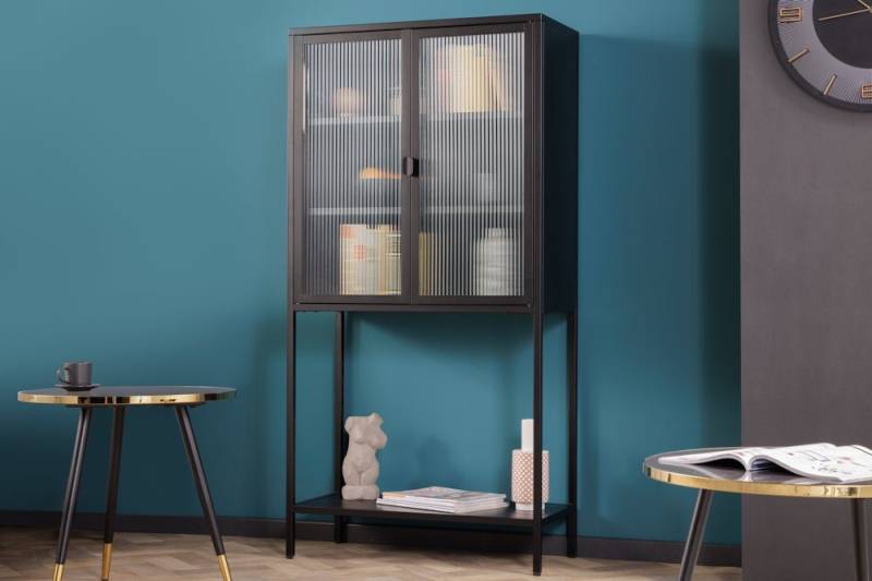 riess-ambiente Vitrine DURA STEEL 150cm schwarz / transparent (Einzelartikel, 1-St) Wohnzimmer · Schrank · Metall · Glas · Industrial Design von riess-ambiente