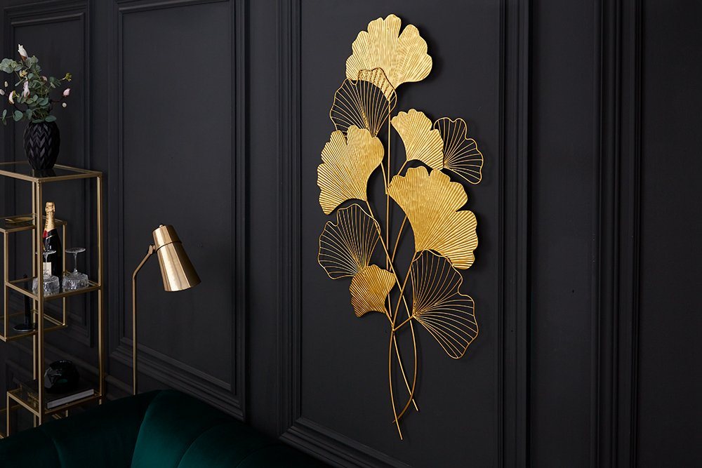 riess-ambiente Wanddekoobjekt GINKGO 110cm gold (1 St), Metall · Wohnzimmer · Asiatisch · Schlafzimmer von riess-ambiente