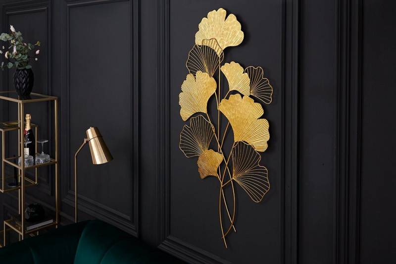 riess-ambiente Wanddekoobjekt GINKGO 110cm gold, Metall · Wohnzimmer · Asiatisch · Schlafzimmer von riess-ambiente
