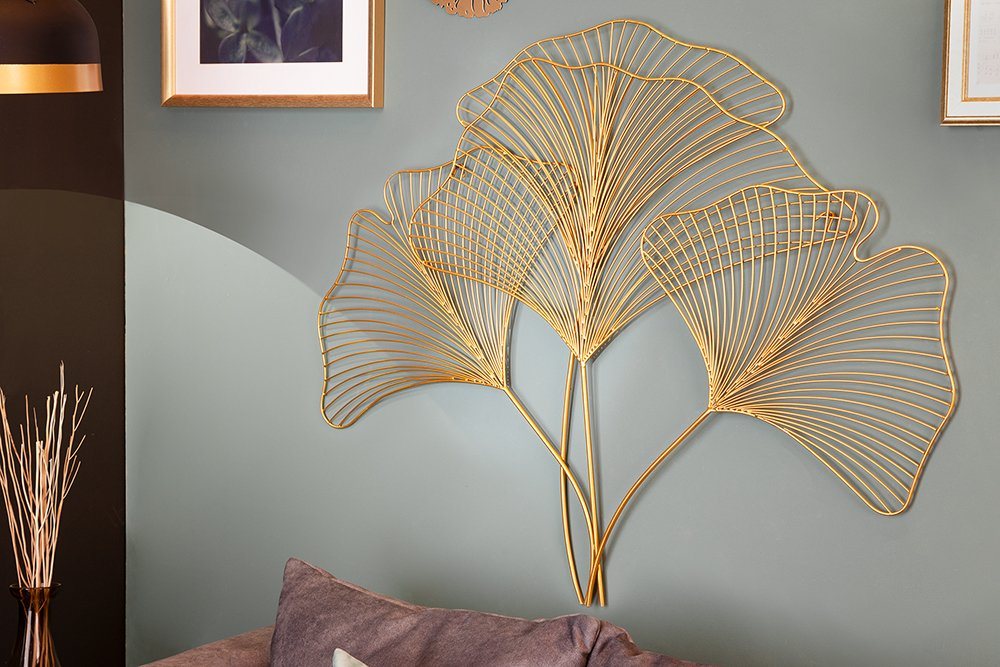 riess-ambiente Wanddekoobjekt GINKGO 90cm gold (1 St), Metall · Wohnzimmer · Asiatisch · Schlafzimmer von riess-ambiente