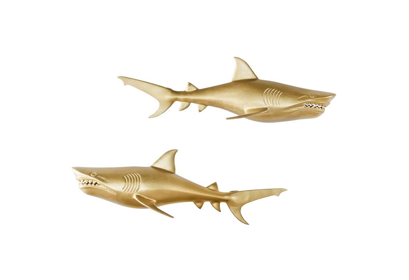 riess-ambiente Wanddekoobjekt HAIE 68cm gold (Set, 2 St), Wohnzimmer · Metall · handmade · Fisch · Deko · Skulptur · Maritim von riess-ambiente