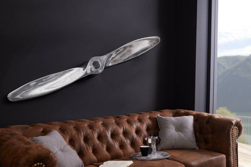 riess-ambiente Wanddekoobjekt SCREW II 110cm silber, Metall · Flugzeug-Propeller · Wohnzimmer · Schlafzimmer von riess-ambiente