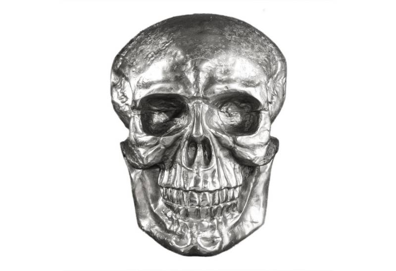 riess-ambiente Wanddekoobjekt SKULL XXL 40cm silber (Einzelartikel, 1 St), Metall · Totenkopf · Deko-Schädel · Schlafzimmer · Wohnzimmer von riess-ambiente
