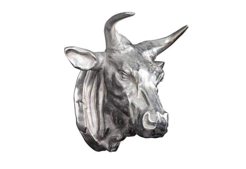 riess-ambiente Wanddekoobjekt TORERO 65cm silber, Metall · Stierkopf · Modern Design · Wohnzimmer · Schlafzimmer von riess-ambiente