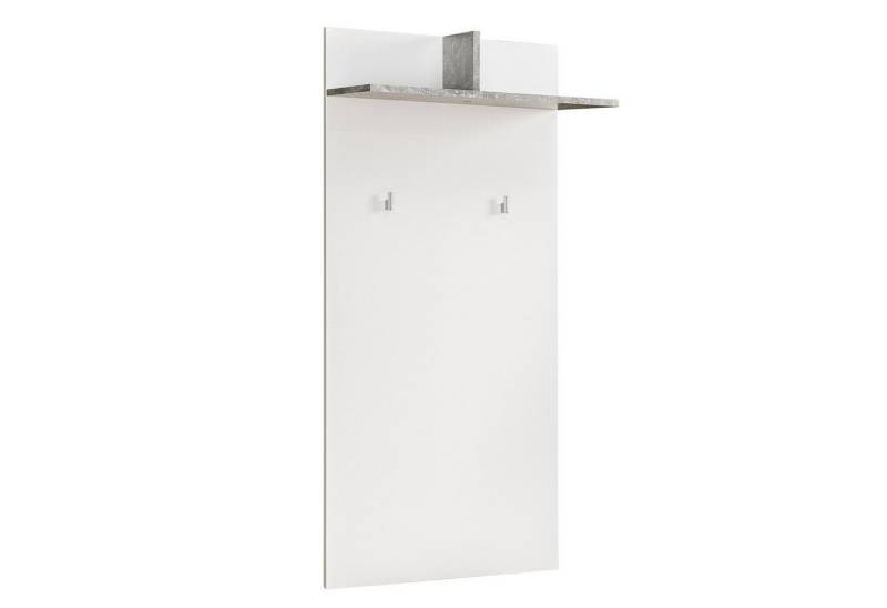 riess-ambiente Wandgarderobe BENNO 140 cm weiß – modern, mit Beton-Optik & 2 Haken (Einzelartikel, 1 St), Design-Garderobe, pflegeleicht, mit Ablagen & Haken, Flurmöbel von riess-ambiente