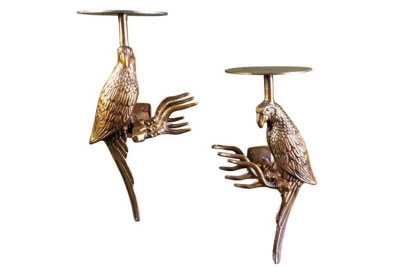 riess-ambiente Wandgarderobe WILDLIFE BIRDS 45cm gold · Kleiderhaken aus Metall mit Vogel-Skulptur (Set, 2 St), Hammerschlag Design · Metall · für Flur/Schlafzimmer · Design von riess-ambiente