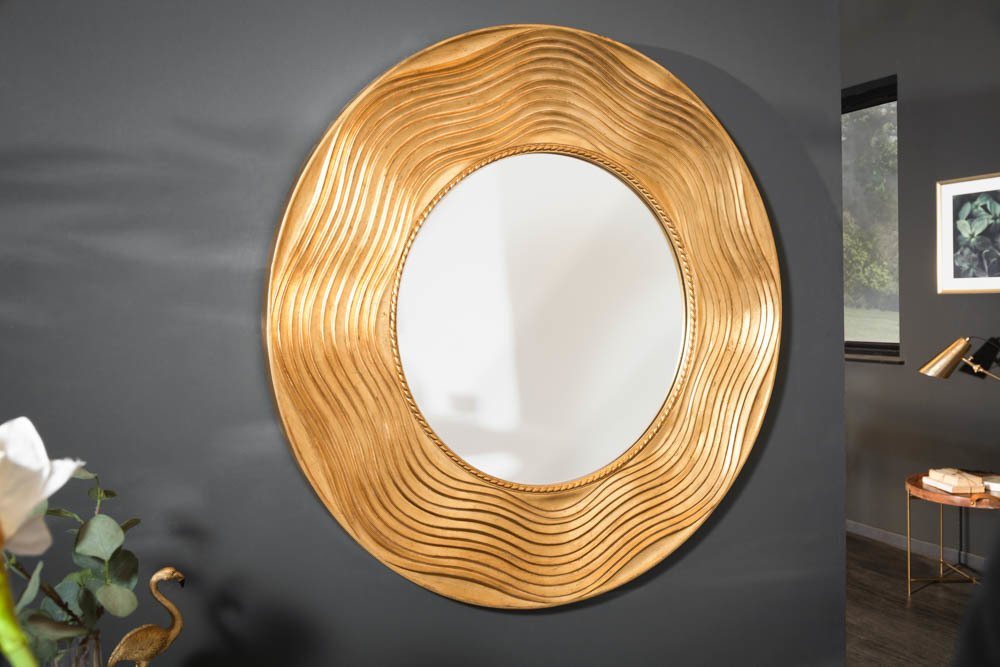 riess-ambiente Wandspiegel CIRCLE 100cm gold (1-St), Rahmen aus Massivholz von riess-ambiente