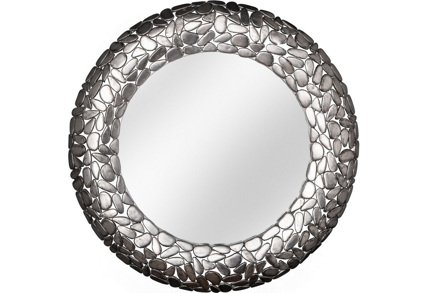 riess-ambiente Wandspiegel STONE MOSAIC XL 82cm silber (Einzelartikel, 1-St), Schlafzimmer · Metall · rund · mit Rahmen · Wohnzimmer · Deko von riess-ambiente