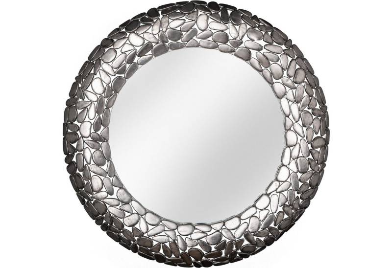 riess-ambiente Wandspiegel STONE MOSAIC XL 82cm silber (Einzelartikel, 1-St), Schlafzimmer · Metall · rund · mit Rahmen · Wohnzimmer · Deko von riess-ambiente