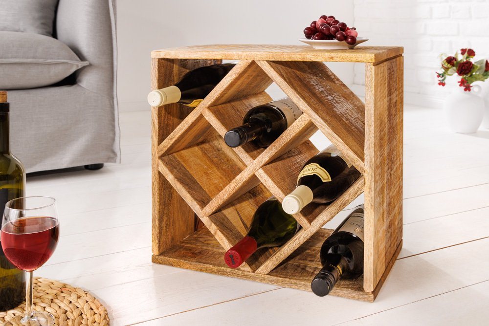 riess-ambiente Weinregal CUBUS 40cm braun, Einzelartikel 1-tlg., Wohnzimmer · Massivholz · stehend · Handmade · Landhaus von riess-ambiente