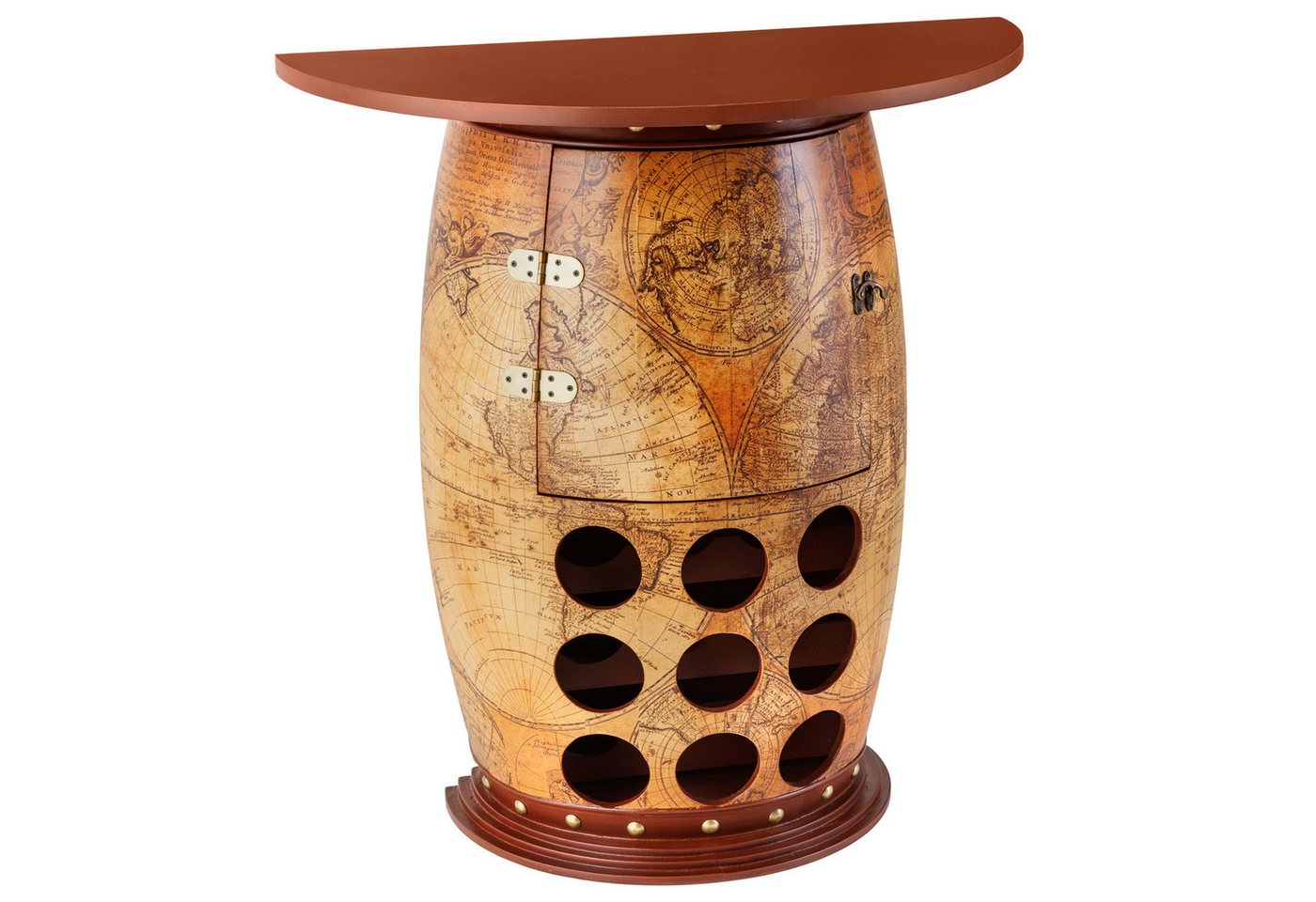riess-ambiente Weinregal SEVEN SEAS 80cm natur / braun, Einzelartikel 1-tlg., Wohnzimmer · Massivholz · Barschrank · Fass · Weltkarte riess-ambiente Weinregal SEVEN SEAS 80cm natur / braun, Einzelartikel 1-tlg., Wohnzimmer · Massivholz · Barschrank · Fass · Weltkarte von riess-ambiente