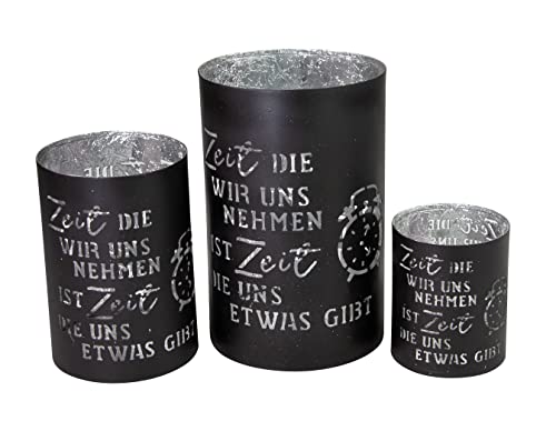Riffelmacher 01863 - Windlicht Set aus Metall, 3 Stück Schwarze Laternen, Kerzenhalter zur Deko oder als Geschenk von Riffelmacher & Weinberger