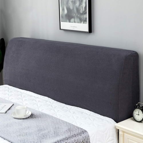 rigyeg Stretch-Kopfteilbezug, staubdichter Kopfteilschutz für Schlafzimmer-Dekor (Grau, 200 ~ 220 cm) von rigyeg