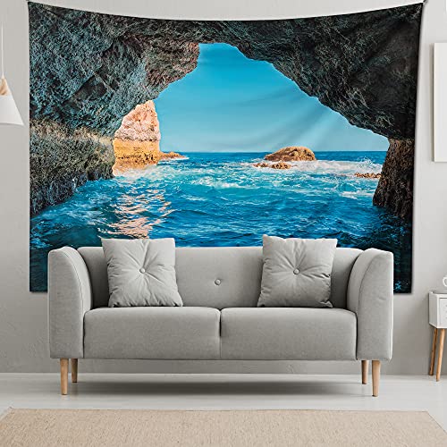 riijk Wandteppich extra groß 250x180cm. Motiv „Meeresgrotte“. Auch als Picknickdecke. Großes Wandtuch für tolle Raum-Atmosphäre von riijk