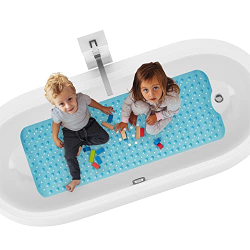 Badewannenmatte rutschfest 100x40 cm Türkis Blau | Antirutschmatte Badewanne | Ideal für Erwachsene & Kinder | Badewanneneinlage | Rutschmatte Badewanne von riijk