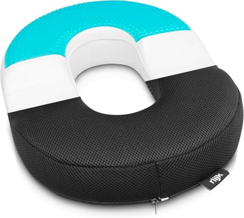 riijk Bequemer Sitzring, Wohltuend für Steißbein und Intimbereich inkl. kühlende Gel-Schicht, Ringkissen, Donut Kissen, Steißbeinkissen mit Memory-Schaum von riijk