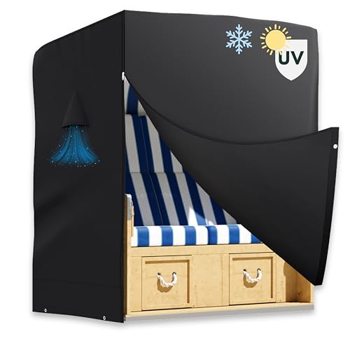 riijk Winterfeste Strandkorb Schutzhülle Winterfest 600D Oxford Gewebe Gartenmöbel Abdeckung Strandkorbhülle wasserdicht und UV beständig 135 cm breit von riijk
