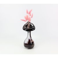 Vintage Kragenvase Aus Glas Glasgalerie Murano Art Lilienform in Schwarz Weiß Vase Glasvase Blumenform von riijoo
