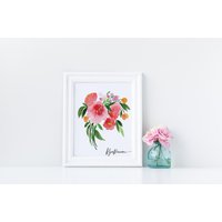 Pfingstrosen Bouquet Kunstdruck, Aquarell Malerei, Kunst, Blumenmalerei, Blumendruck von rijadurrani