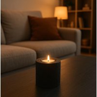 Schöner Teelichthalter Schwarz Aus Mangoholz 9x8cm Kerzenhalter Holz Ambiente Dekoration Adventskranz Wohnzimmer Deko Herbstdeko Geschenk von rilostore