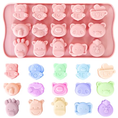 1 Stück Tiere Schokoladenform-Schwein,Giraffe,Panda,Schaf,Elefant-15-Hohlräume Tierförmige Eiswürfel,Schokolade,Gelee,Pudding Silikonform 1 Stück Tiere Schokoladenform-Schwein,Giraffe,Panda,Schaf,Elefant-15-Hohlräume Tierförmige Eiswürfel,Schokolade,Gelee,Pudding Silikonform von ririess