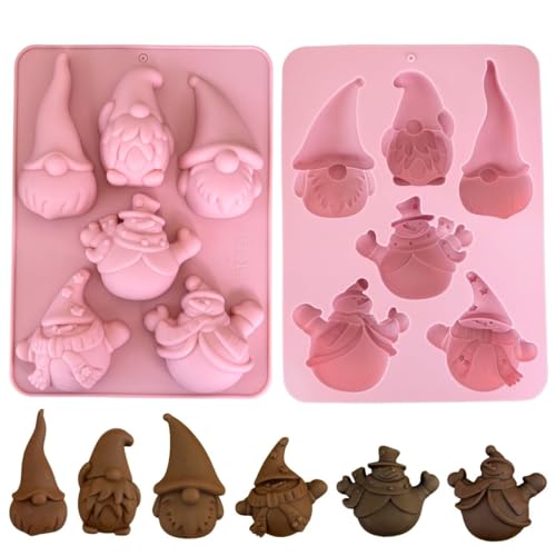 Weihnachts-Silikon-Schokoladenformen, Zwerg und Schneemann, 3D-Schokoladenformen für Weihnachten, Party (1 Stück) von ririess