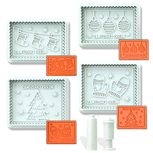 Weihnachtsplätzchen Ausstechformen, 4-teiliges 3D "MERRY CHRISTMAS" Kunststoff-Stempel-Set, Mit dem englischen 'Merry Christmas', Perfekt für Weihnachtsplätzchen Backen und Partys Weihnachtsplätzchen Ausstechformen, 4-teiliges 3D "MERRY CHRISTMAS" Kunststoff-Stempel-Set, Mit dem englischen 'Merry Christmas', Perfekt für Weihnachtsplätzchen Backen und Partys von ririess