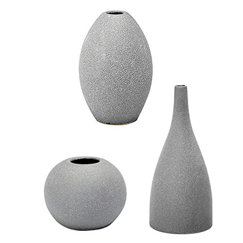 rismart Klein Keramik Blume Vase 3er Set Bauernhaus Zuhause Dekor Blumenvase zu Büro Party Hochzeit Grau von rismart