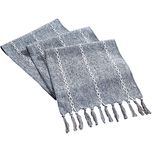 rismart Rustikaler Tischläufer Tischdecke mit Quaste Hohlnähte Landhausstil Blau,32 x 160 cm von rismart