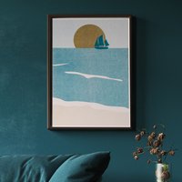 Risographie-Poster "Sunset 01" in Teal Und Gold Risographie-Poster "Sunset 01" in Teal Und Gold von risoCATzoo
