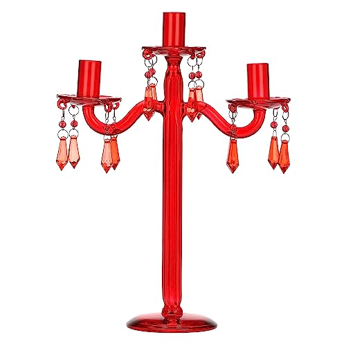 RITUALI DOMESTICI - Leuchter Tropfen rot 3 Arme aus Luminando Glas von rituali domestici